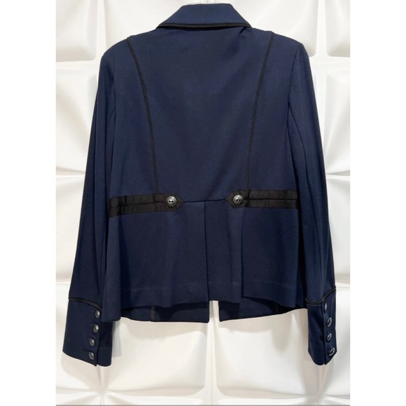 Cabi Sz M Navy Blue Ponte Knit Military Jacket Peplum Nautical Womens - Picture 15 of 15